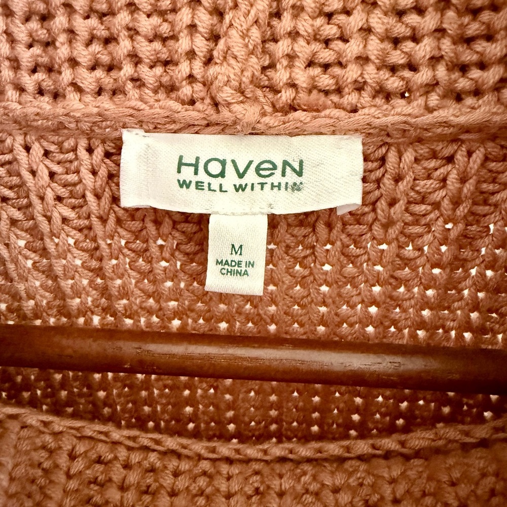 Haven Well Within Chunky Knit Cozy Pink Cowl Neck Sweater - Picture 4 of 6
